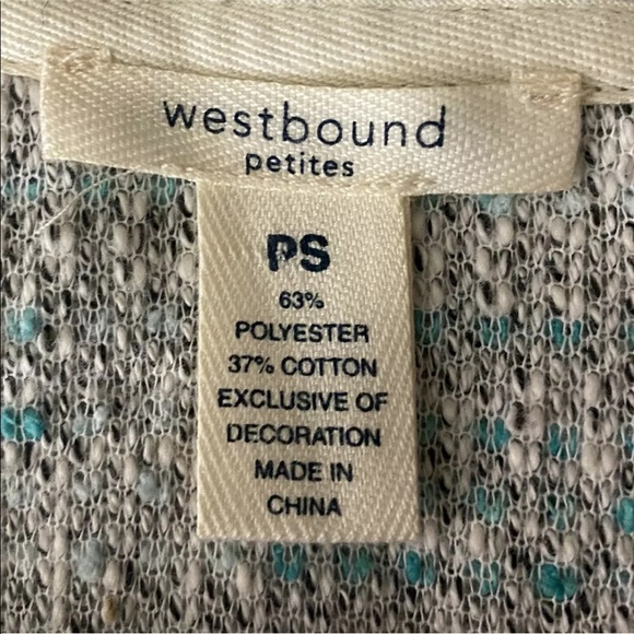 Westbound Petite Sweater Blue Marled Lace Ruffle - Picture 12 of 12